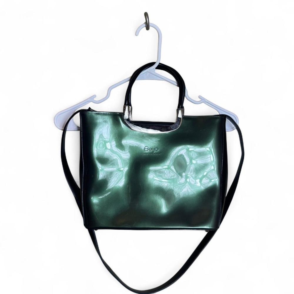 Beijo Green Patent Handbag with Silver Hardware